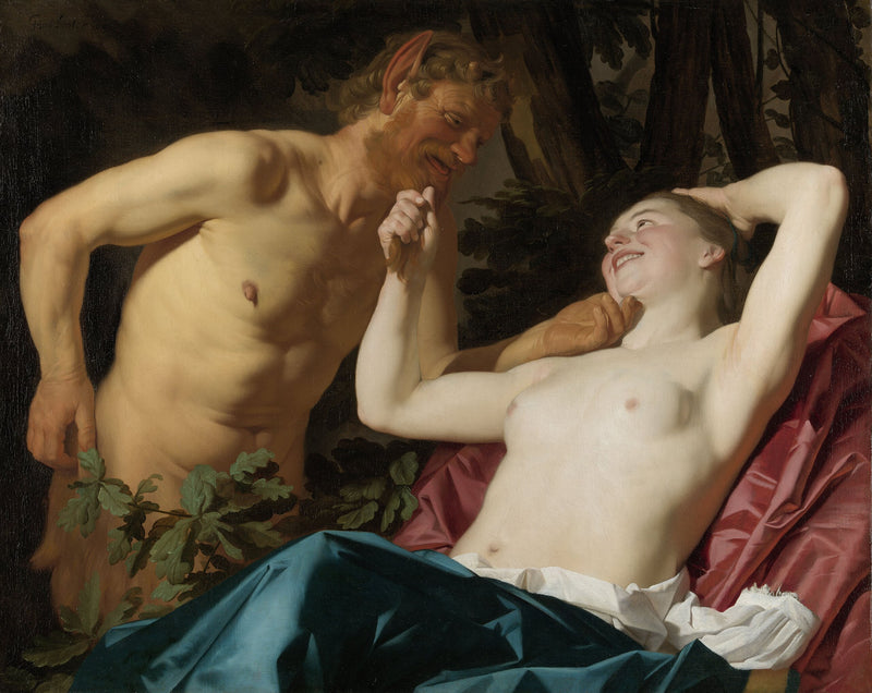 Nymphe ve Satyr - Gerrit van Honthorst