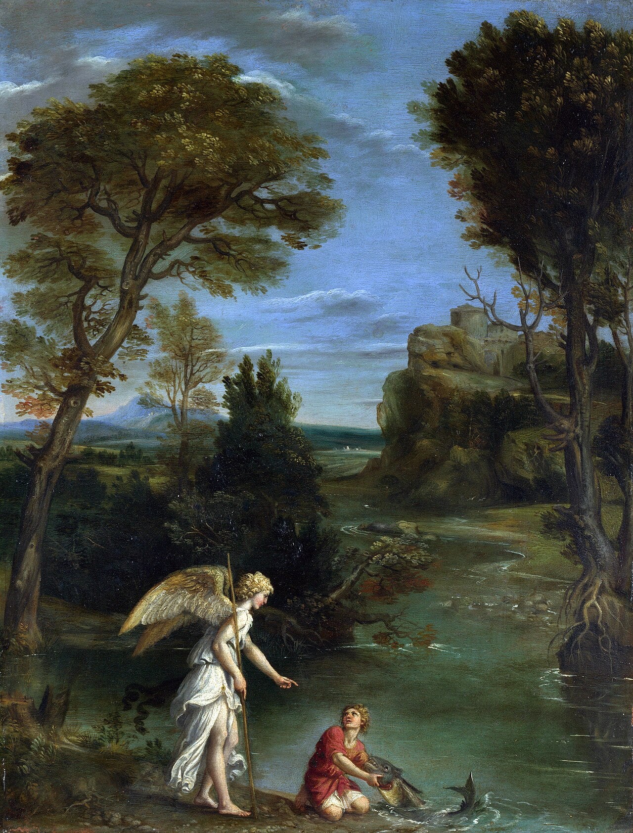 Paysage avec Tobie saisissant le poisson - Domenichino