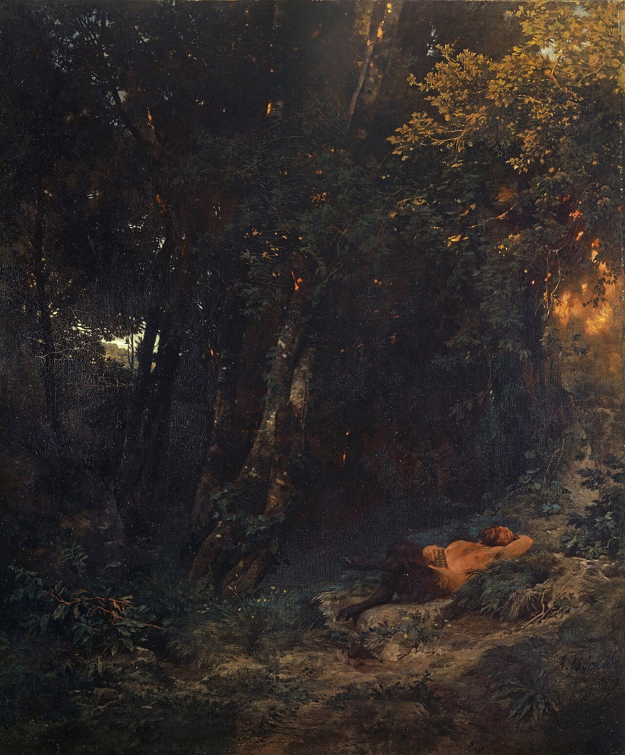 Paysage boisé avec Pan se reposant - Arnold Böcklin
