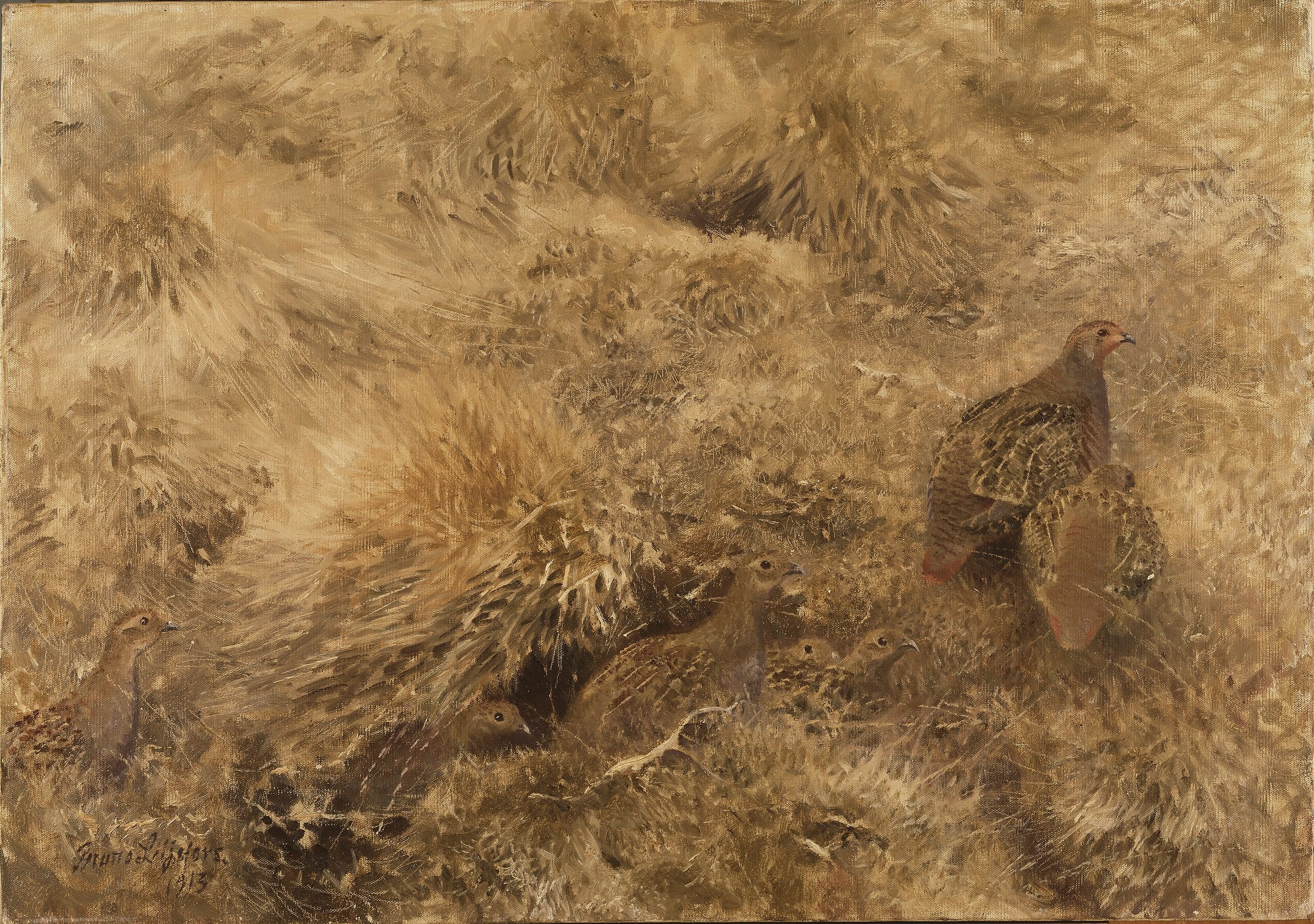 Paysage d'automne avec des perdrix - Bruno Liljefors