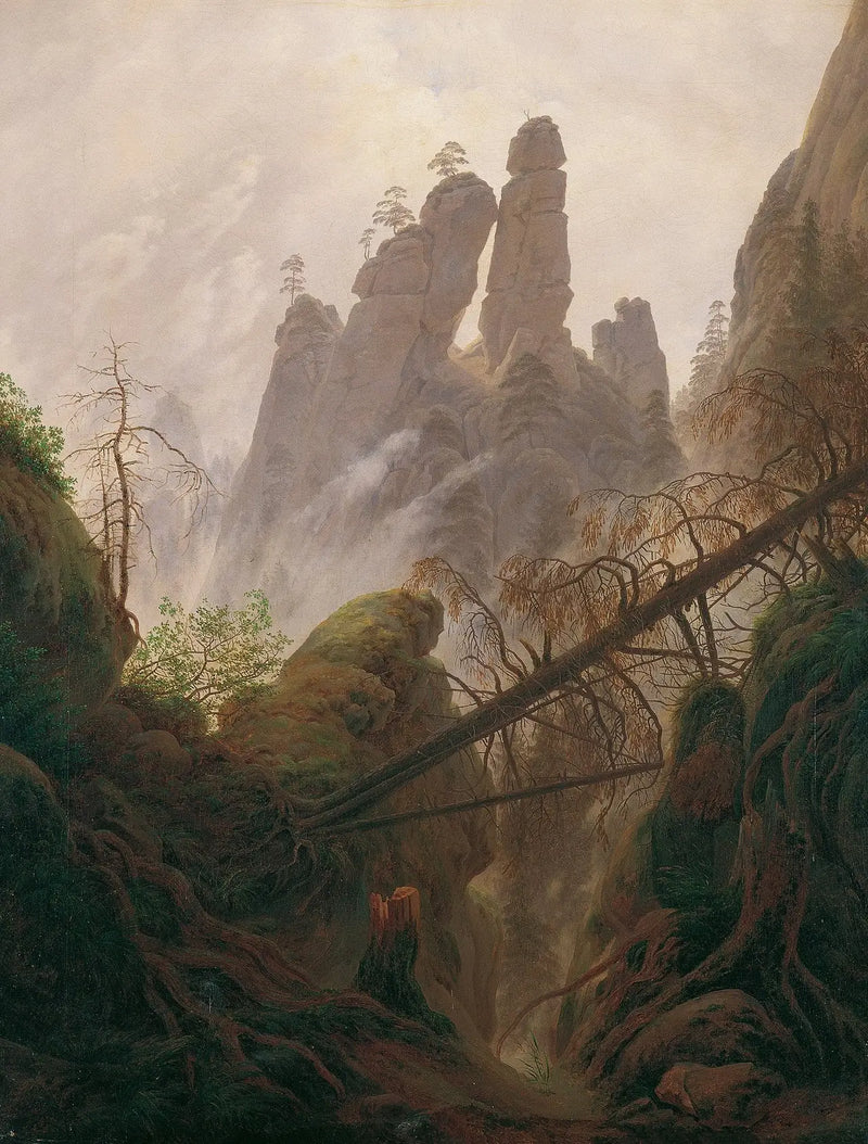 Elbsandsteingebirge'deki Kayalık Manzara - Caspar David Friedrich