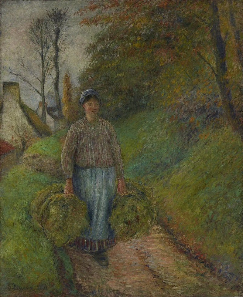 İki saman balyası taşıyan köylü - Camille Pissarro