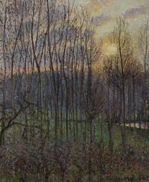 Éragny'deki Peupiers, gün batımı - Camille Pissarro