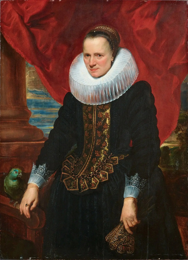 Bir Kadının Portresi ve Bir Papağan - Antoine van Dyck