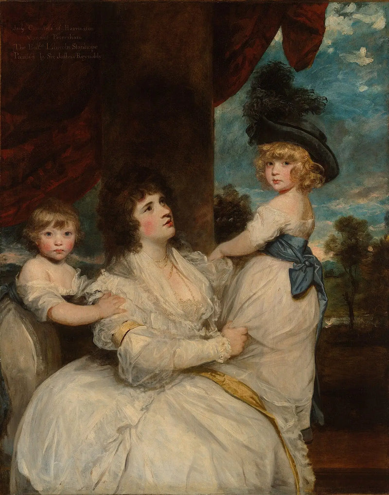 Jane Kontes Harrington Portresi, Oğulları Viscount Petersham ve Onurlu Lincoln Stanhope ile - Joshua Reynolds