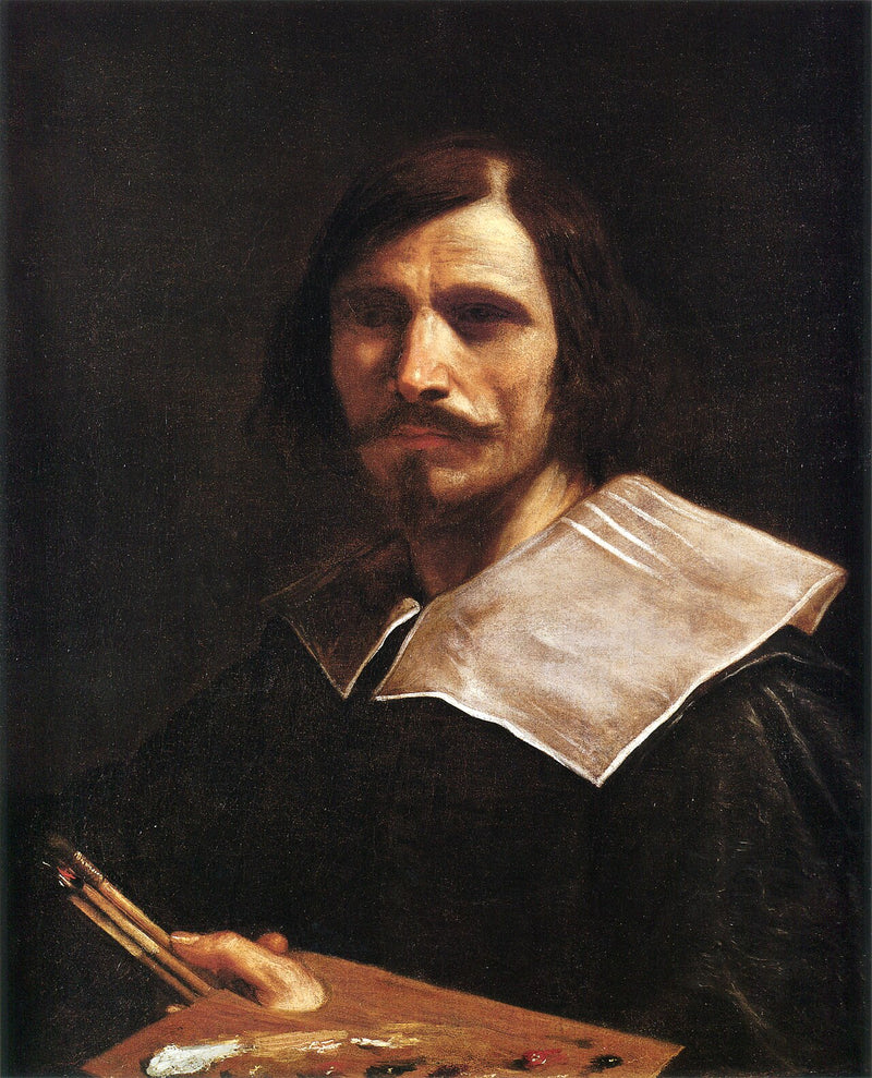 Sanatçının palet tuttuğu portre - Guercino