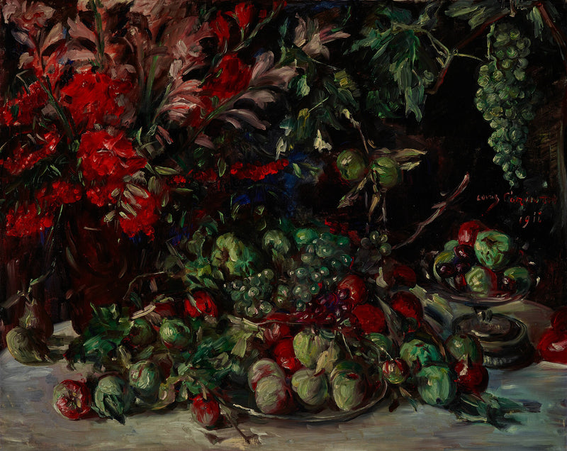 Grünes Stilleben mit Früchten und Gladiolen - Lovis Corinth