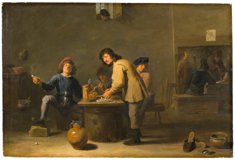 Davud Teniers Genç ile Pipo İçenler ile Tavernanın Sahnesi