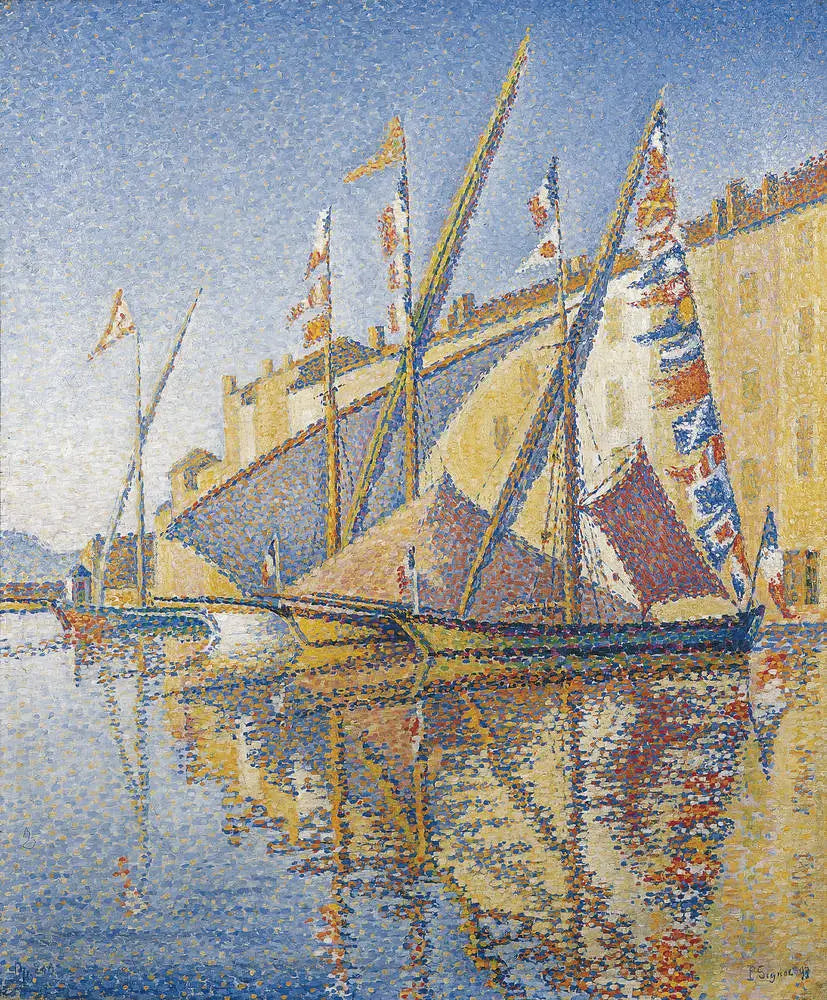 Reproduction du tableau « Tartanes pavoisées - Paul Signac » par Alpha Reproduction en peinture à l’huile