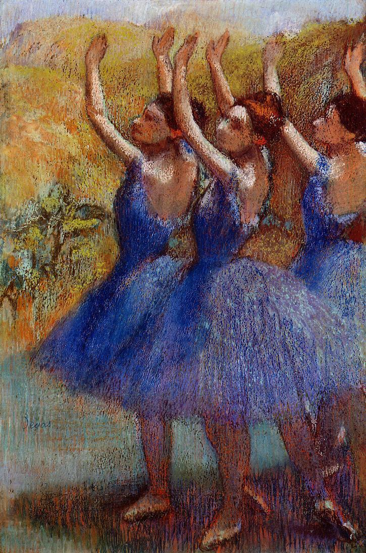 Mor Tütlü Üç Dansçı - Edgar Degas