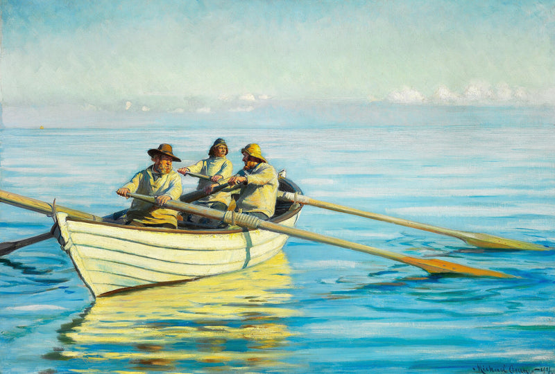Üç balıkçı bir teknede. - Michael Peter Ancher