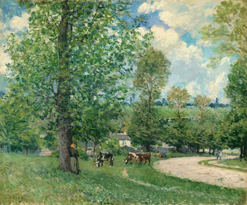 Otlayan İnekler, Louveciennes - Alfred Sisley