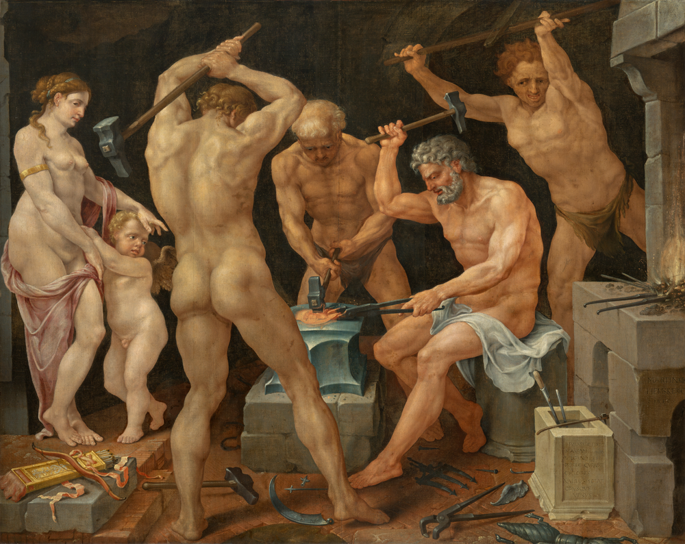 Vénus et Cupidon dans la forge de Vulcain - Maarten van Heemskerck