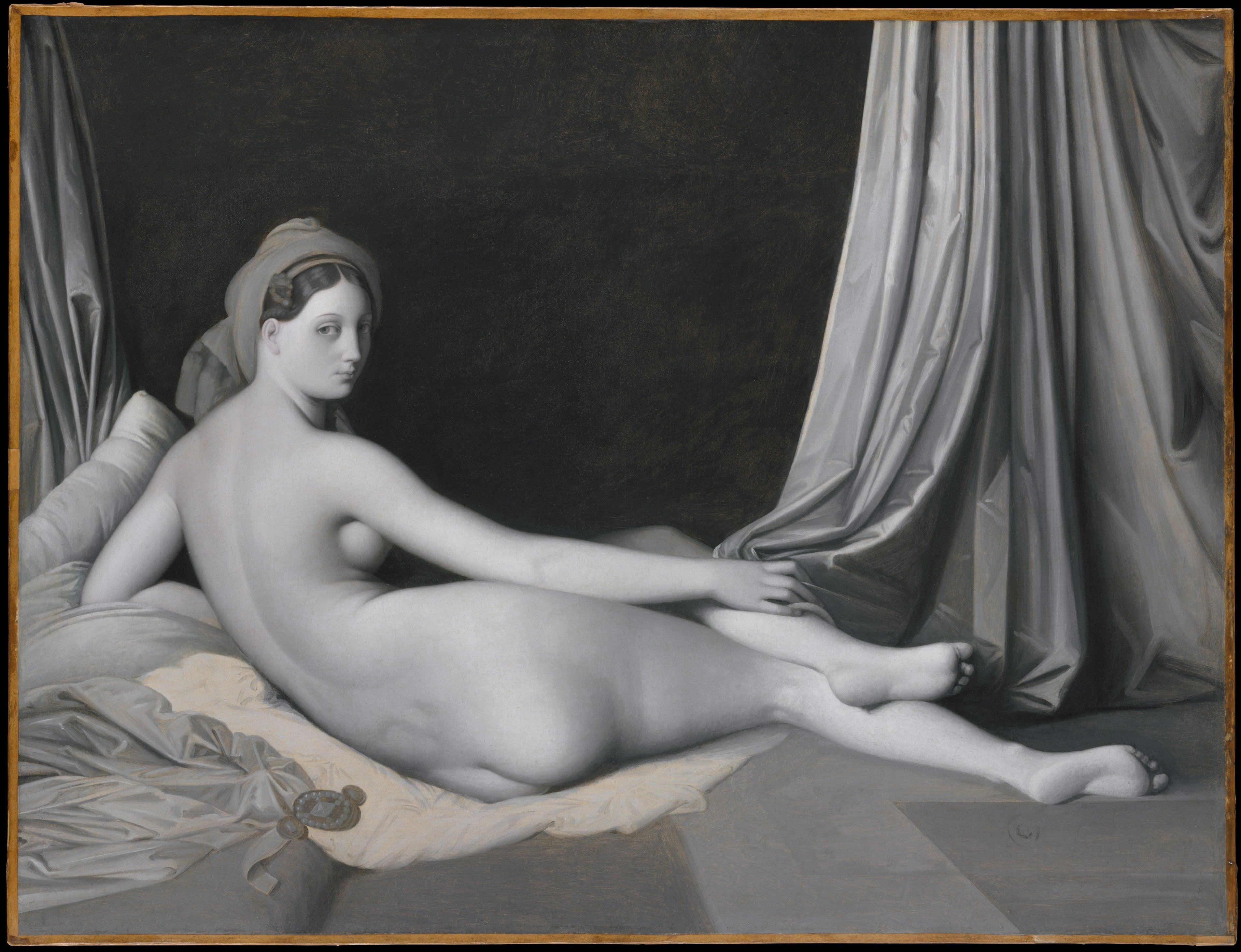 Gri tonlarda Odalisque - Jean-Auguste-Dominique Ingres