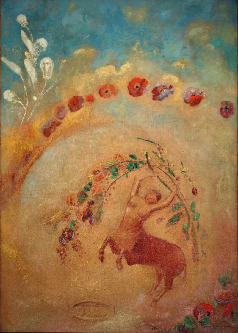 Kırmızı Papatyalarla Yarı İnsan - Odilon Redon