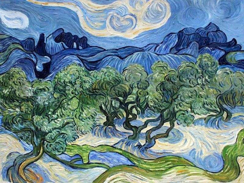 Arka planda Alpilles ile Zeytin Ağaçları - Vincent van Gogh