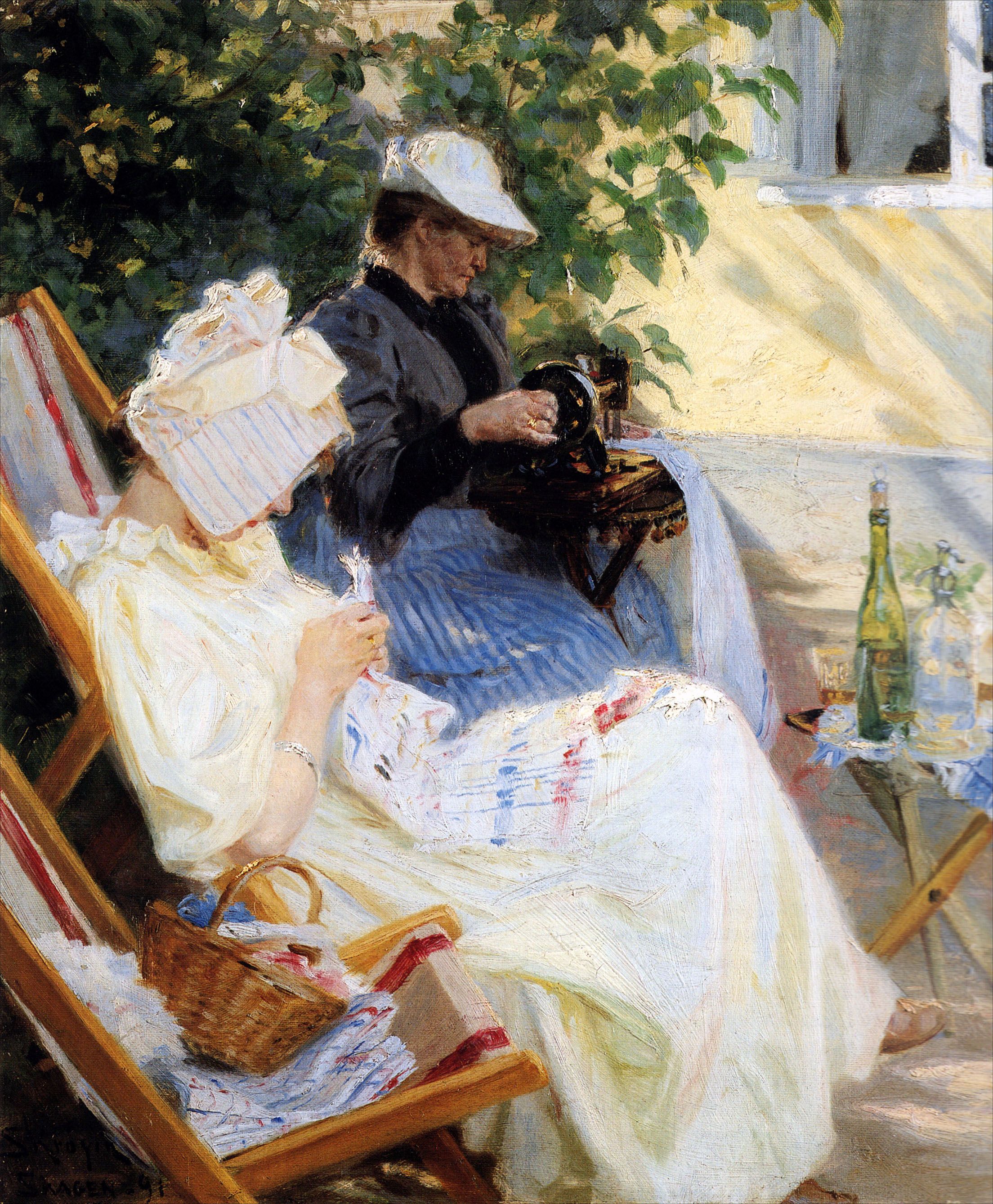 Bahçedeki İki Kadın. Marie Krøyer ve Annesi. Skagen - Peder Severin Krøyer