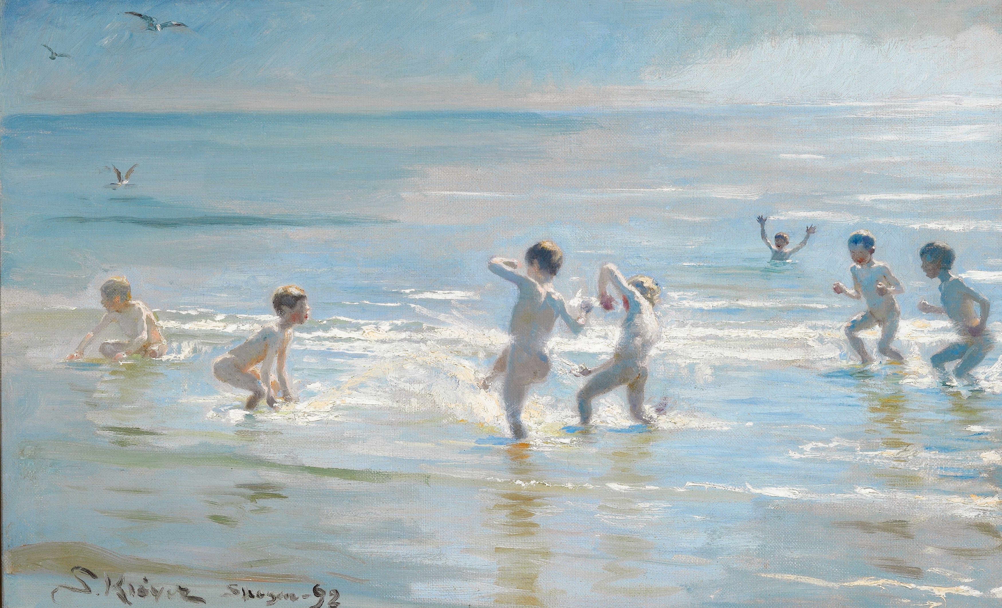 Skagen Plajı'nda Bir Yaz Akşamı Yüzen Çocuklar - Peder Severin Krøyer