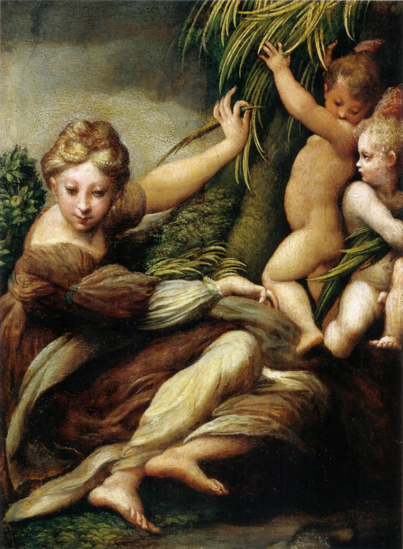 İki Meleklilerle Azize - Parmigianino