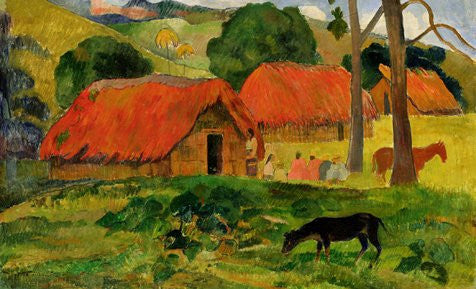 Reproduction du tableau « Le Chien devant la hutte, ou Les Trois huttes - Paul Gauguin » par Alpha Reproduction en peinture à l’huile