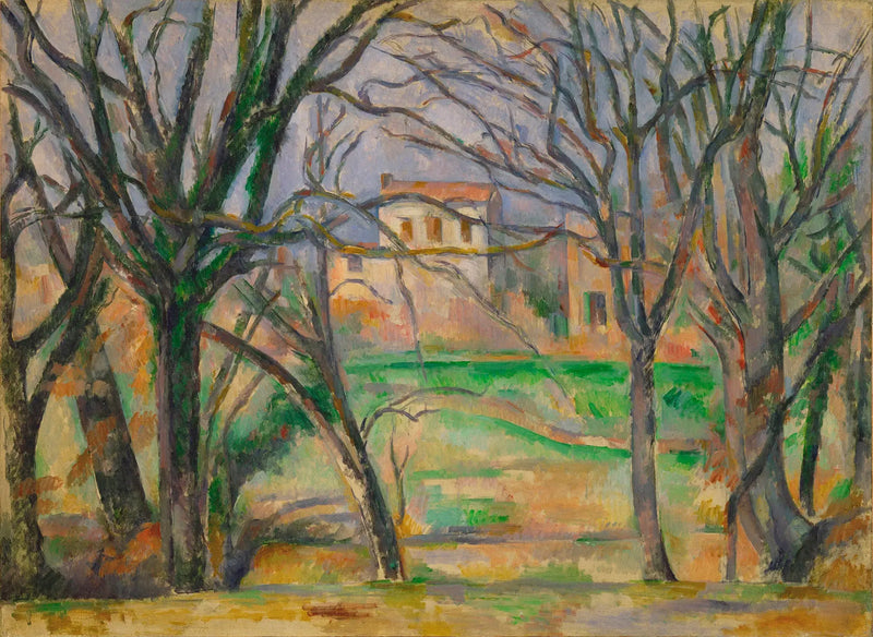La Durane adlı yerde ağaçlar ve evler - Paul Cézanne