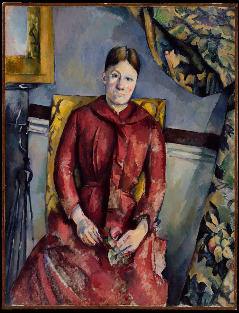 Kırmızı elbiseli Bayan Cézanne - Paul Cézanne
