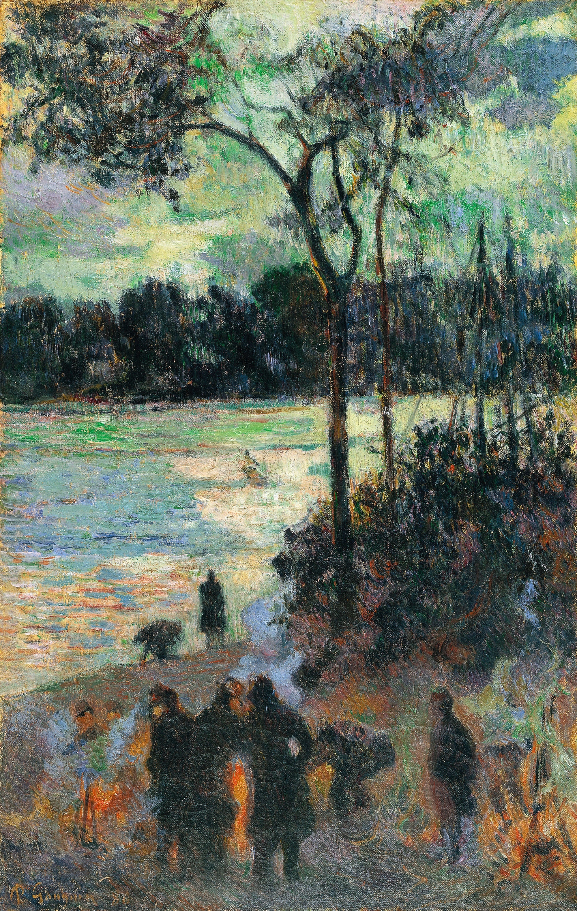 Reproduction du tableau « Le Feu au bord de l'eau - Paul Gauguin » par Alpha Reproduction en peinture à l’huile