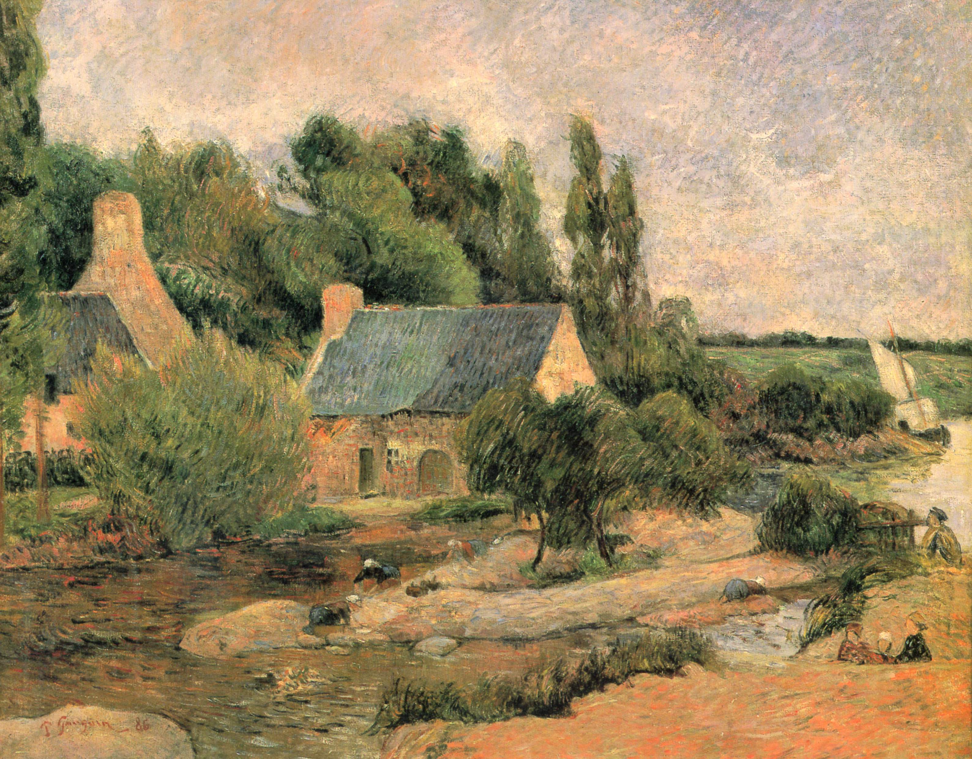 Reproduction du tableau « Les Lavandières à Pont-Aven - Paul Gauguin » par Alpha Reproduction en peinture à l’huile