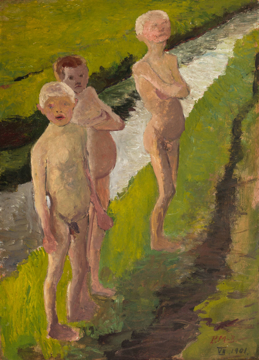 Three Bathing Boys by the Canal (1901) - Paula Modersohn-Becker