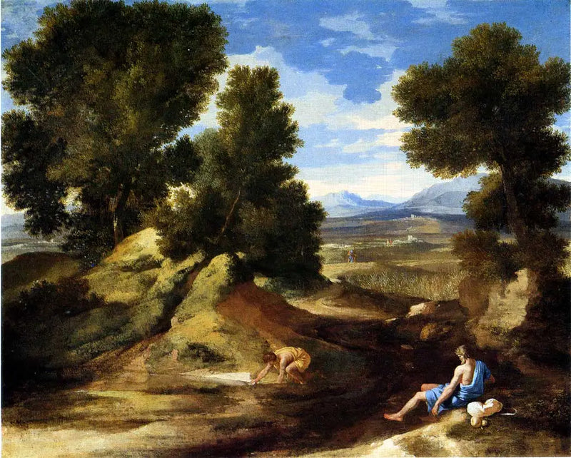 Bir Adam İçen Manzara - Nicolas Poussin