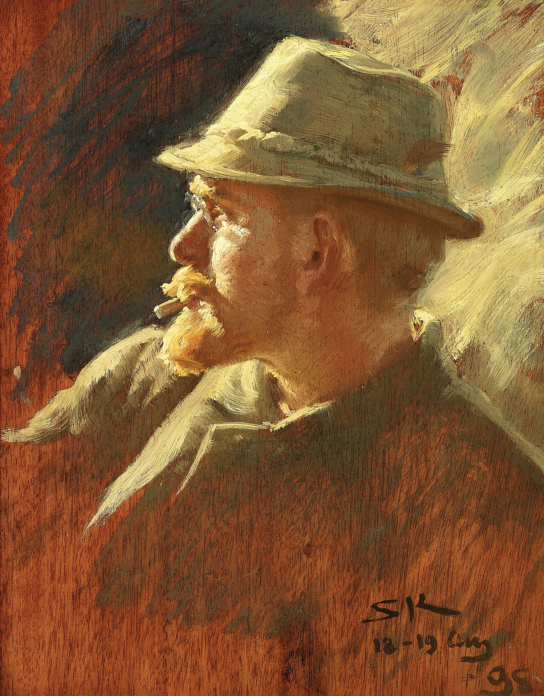 Hafif keçe şapka ile otoportre. - Peder Severin Krøyer