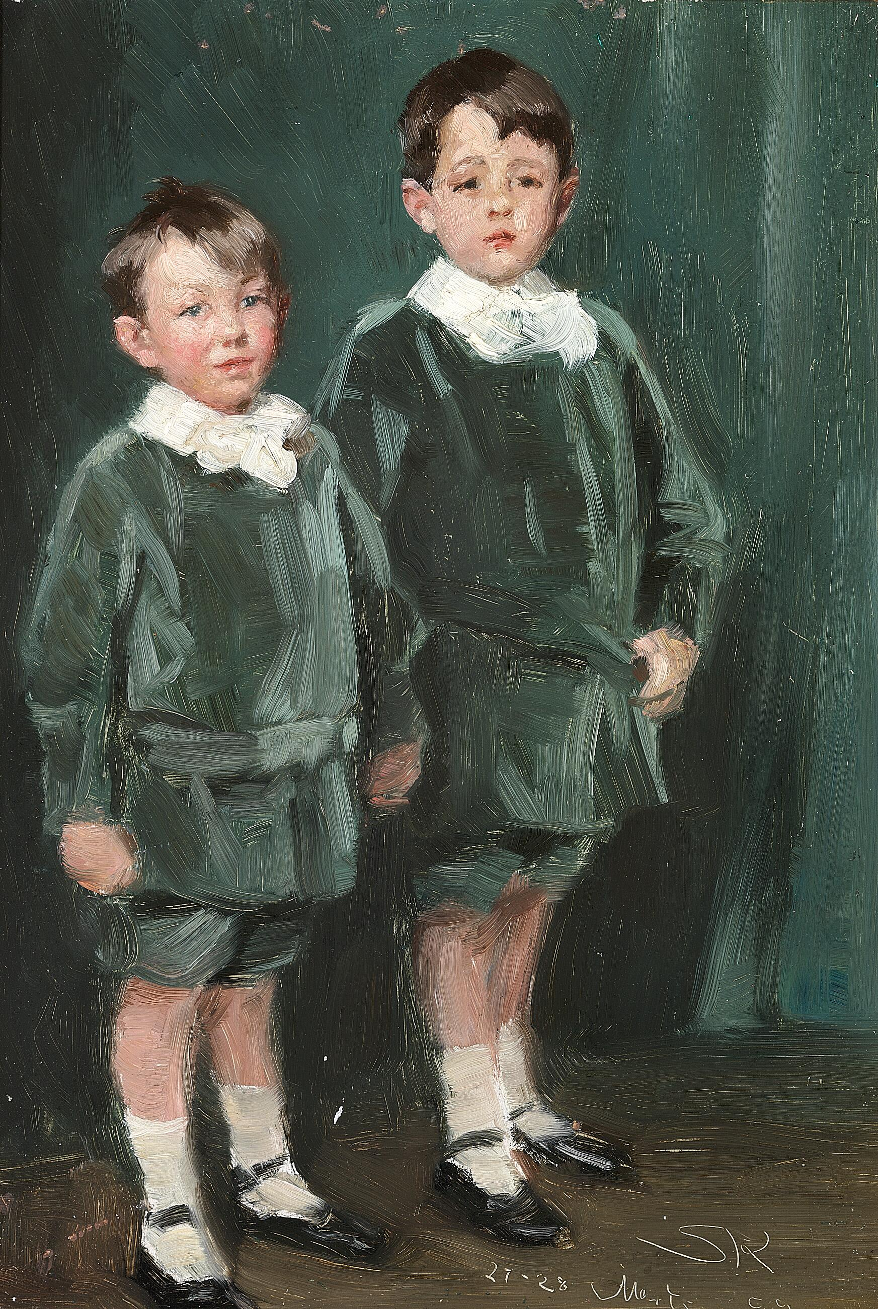 İki kardeş. Jørgen ve Tyge Bendix'in portresi için çalışma. - Peder Severin Krøyer