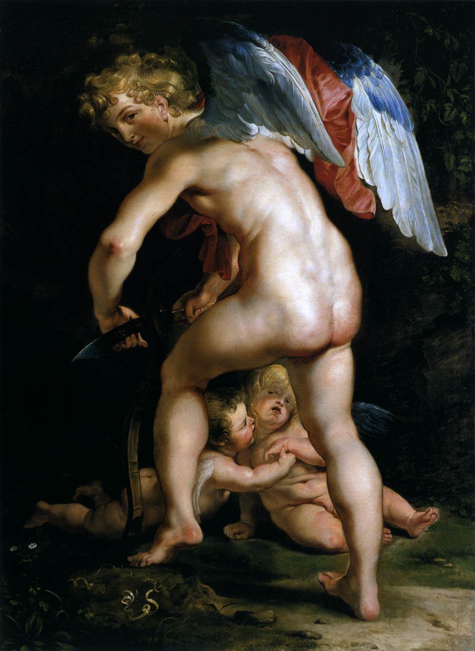 Cupidon (Eros) okunu şekillendiriyor - Peter Paul Rubens