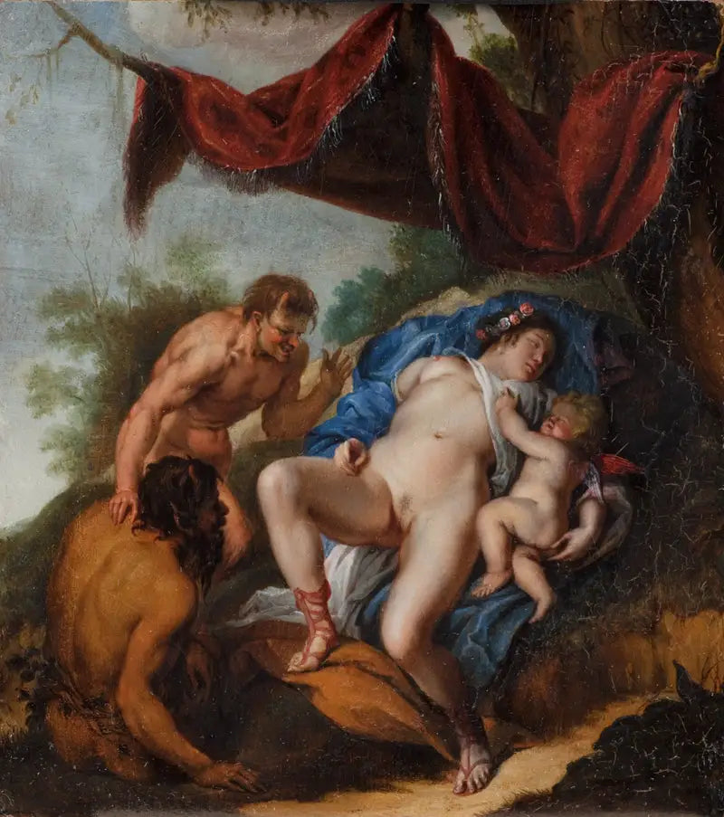 Uyuyan Venüs ve Çocuk Aşkı, Satyrler Tarafından İzleniyor - Peter Paul Rubens