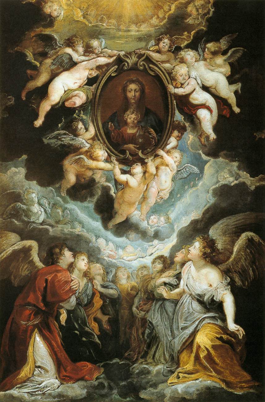 Serafim ve Kerubim tarafından tapılan Vallicella Madonna'sı - Peter Paul Rubens