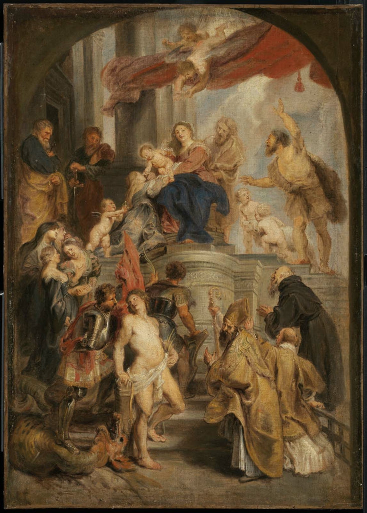Azizler tarafından tapılan Çocuklu Meryem - Peter Paul Rubens