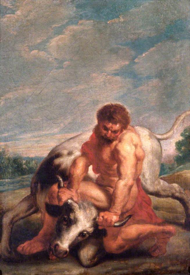 Herkül'ün bir boğa şeklindeki Achéloos ile mücadelesi - Peter Paul Rubens