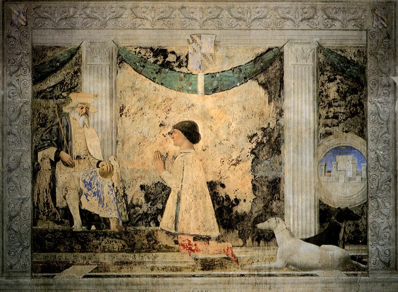 Sigismondo Pandolfo Malatesta'nın Aziz Sigismund önünde dua ederken - Piero della Francesca