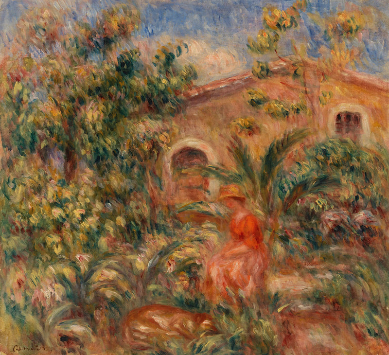Kadın ve köpekli manzara (Manzarada kadın ve köpek) - Pierre-Auguste Renoir