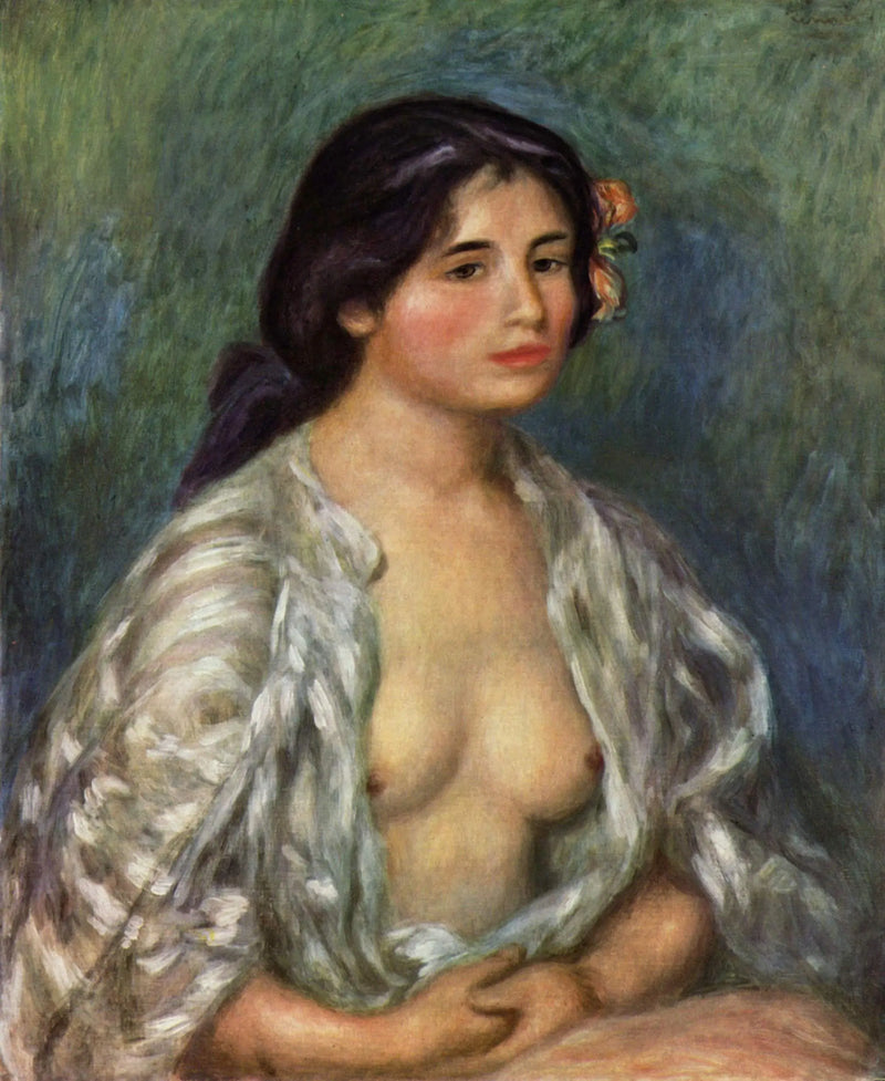 Gabrielle açık gömlekle - Pierre-Auguste Renoir