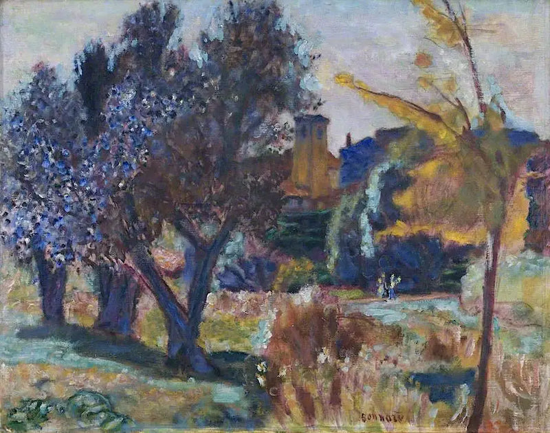 Zeytin Ağaçları ve Bir Şapel ile Manzara - Pierre Bonnard