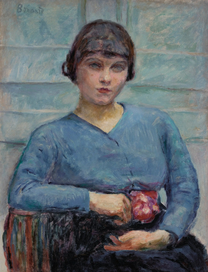 Mavi Elbiseli Genç Kız, Gül ile - Pierre Bonnard