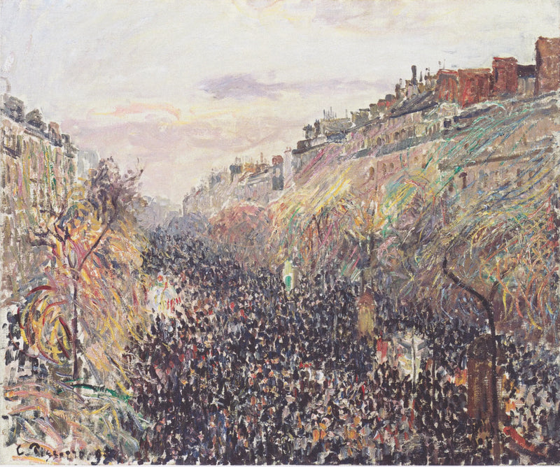 Montmartre Bulvarı, Mardi Gras, gün batımında - Camille Pissarro