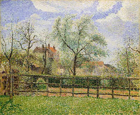 Eragny'de Çiçek Açan Armut Ağaçları, Sabah - Camille Pissarro