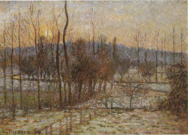 Kar, gün batımı, Éragny - Camille Pissarro