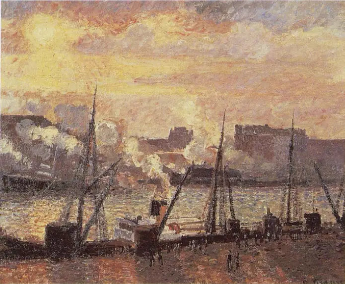 Rouen Borsa İskelesi, Gün Batımı - Camille Pissarro