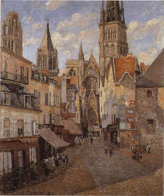 Rouen'deki Bakkal Sokağı, akşamüstü - Camille Pissarro