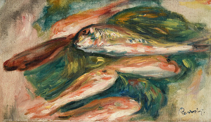 Yeşil bir yaprak üzerindeki balıklar - Pierre-Auguste Renoir