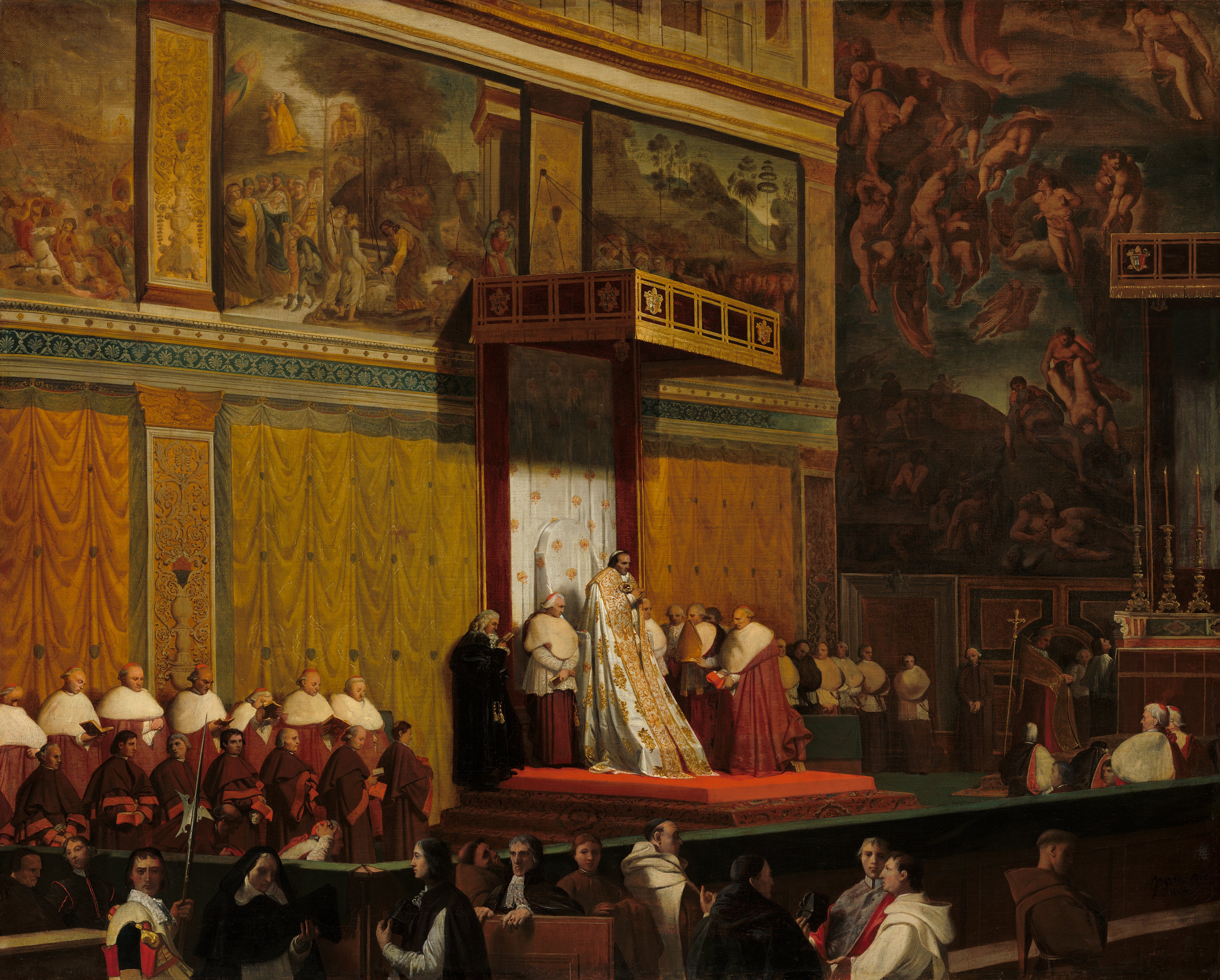 Papa VII. Pius, Sixtin Şapeli'nde - Jean-Auguste-Dominique Ingres