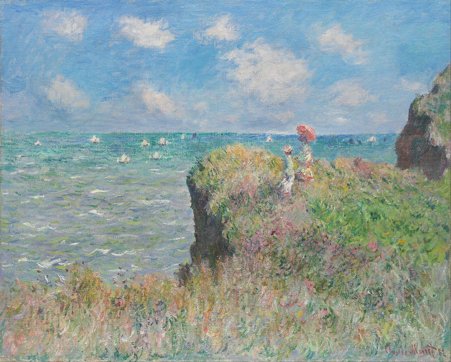 🎨 Pourville'de Uçurumda Yürüyüş – Claude Monet, 1882